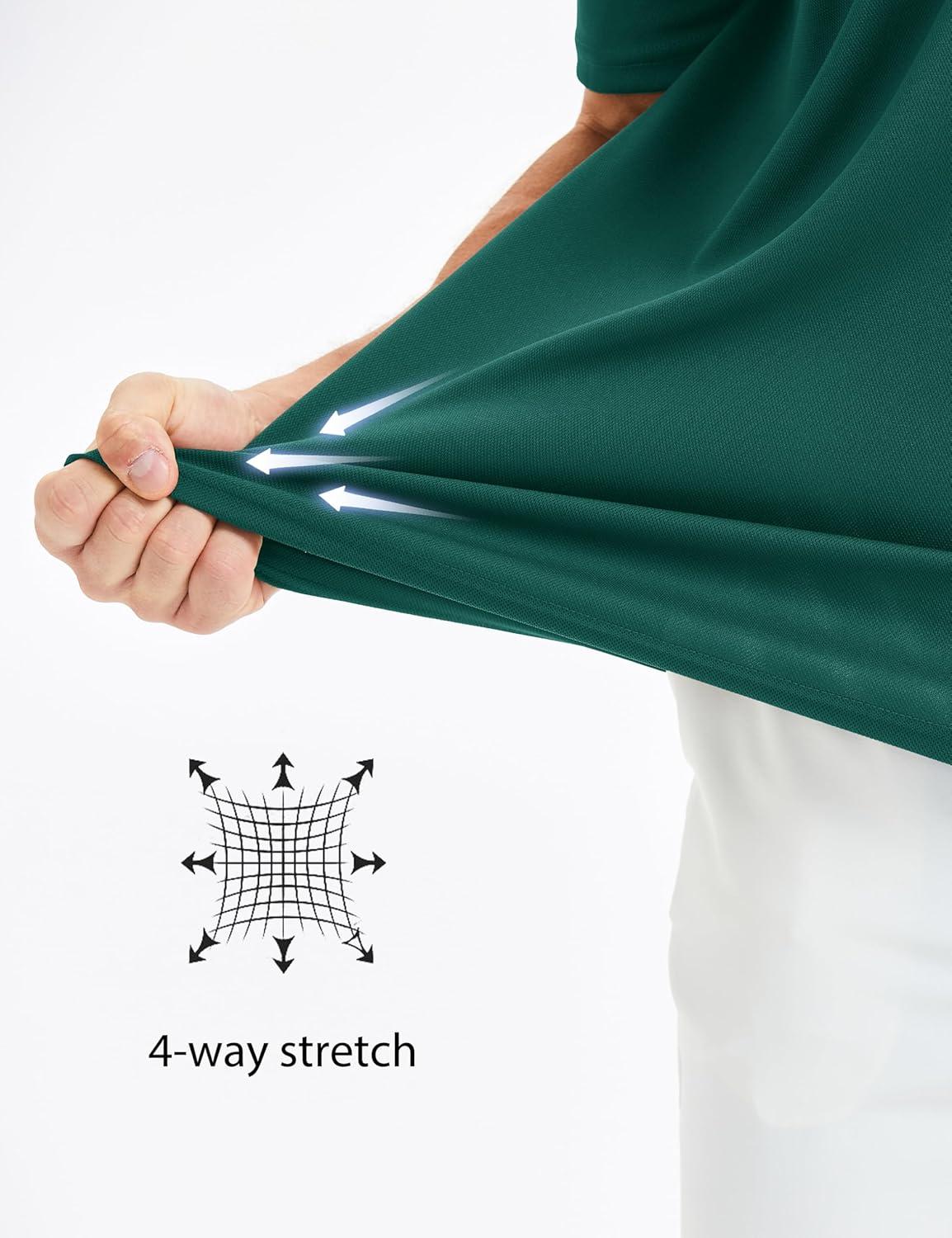 imageMAGCOMSEN Mens Polo Shirts Short Sleeve Golf Quick Dry Collared Moisture Wicking Athletic Performance PolosEmerald Green