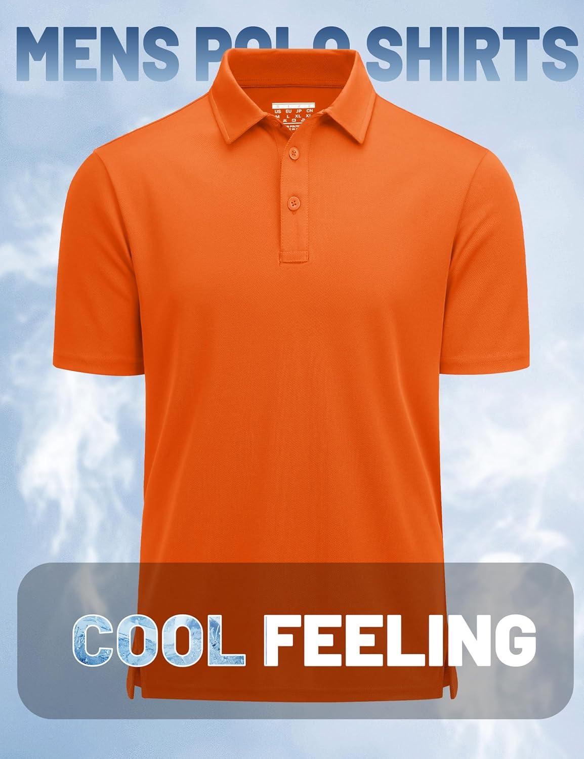 imageMAGCOMSEN Mens Polo Shirts Short Sleeve Golf Quick Dry Collared Moisture Wicking Athletic Performance PolosOrange