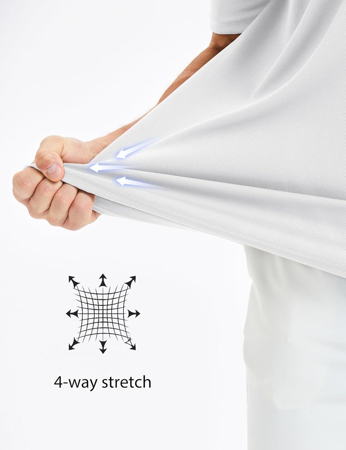 imageMAGCOMSEN Mens Polo Shirts Short Sleeve Golf Quick Dry Collared Moisture Wicking Athletic Performance PolosWhite