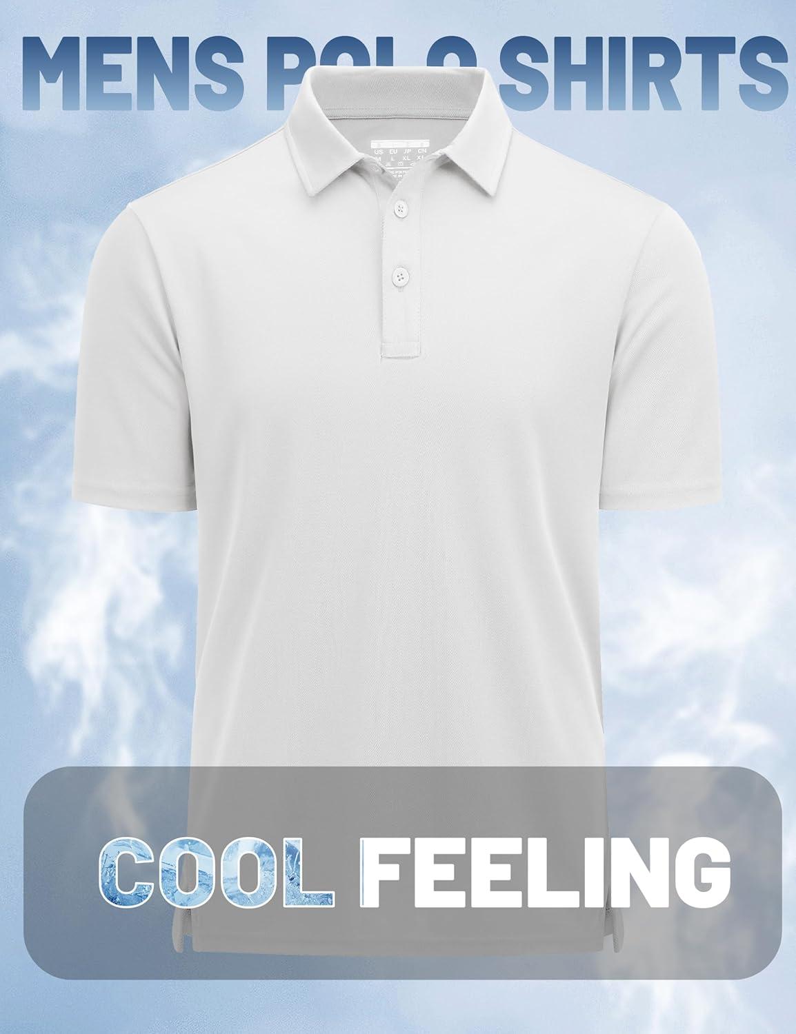 imageMAGCOMSEN Mens Polo Shirts Short Sleeve Golf Quick Dry Collared Moisture Wicking Athletic Performance PolosWhite