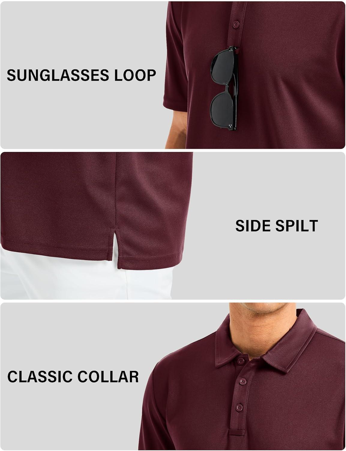 imageMAGCOMSEN Mens Polo Shirts Short Sleeve Golf Quick Dry Collared Moisture Wicking Athletic Performance PolosWine Red
