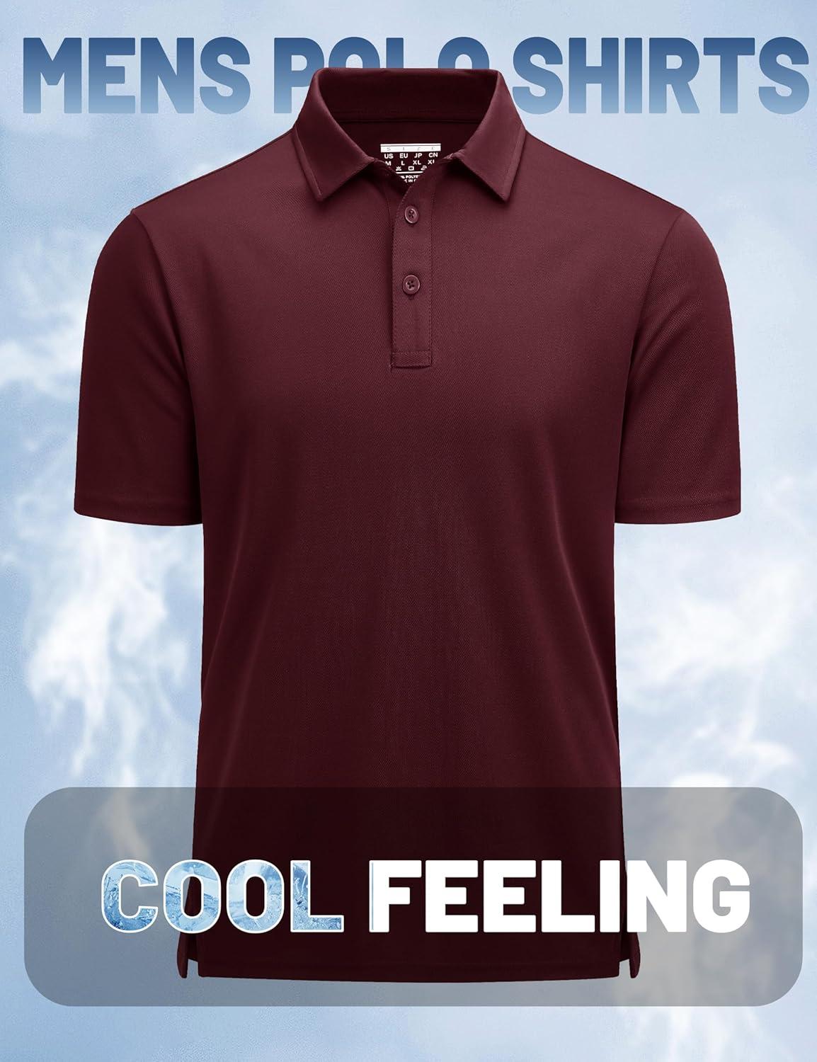 imageMAGCOMSEN Mens Polo Shirts Short Sleeve Golf Quick Dry Collared Moisture Wicking Athletic Performance PolosWine Red