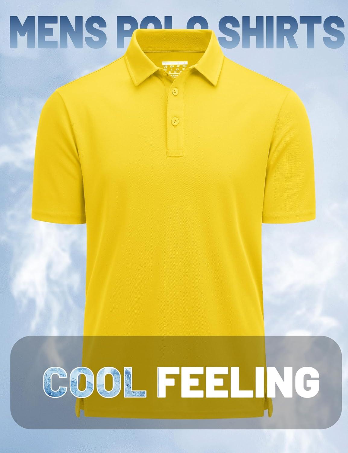 imageMAGCOMSEN Mens Polo Shirts Short Sleeve Golf Quick Dry Collared Moisture Wicking Athletic Performance PolosYellow