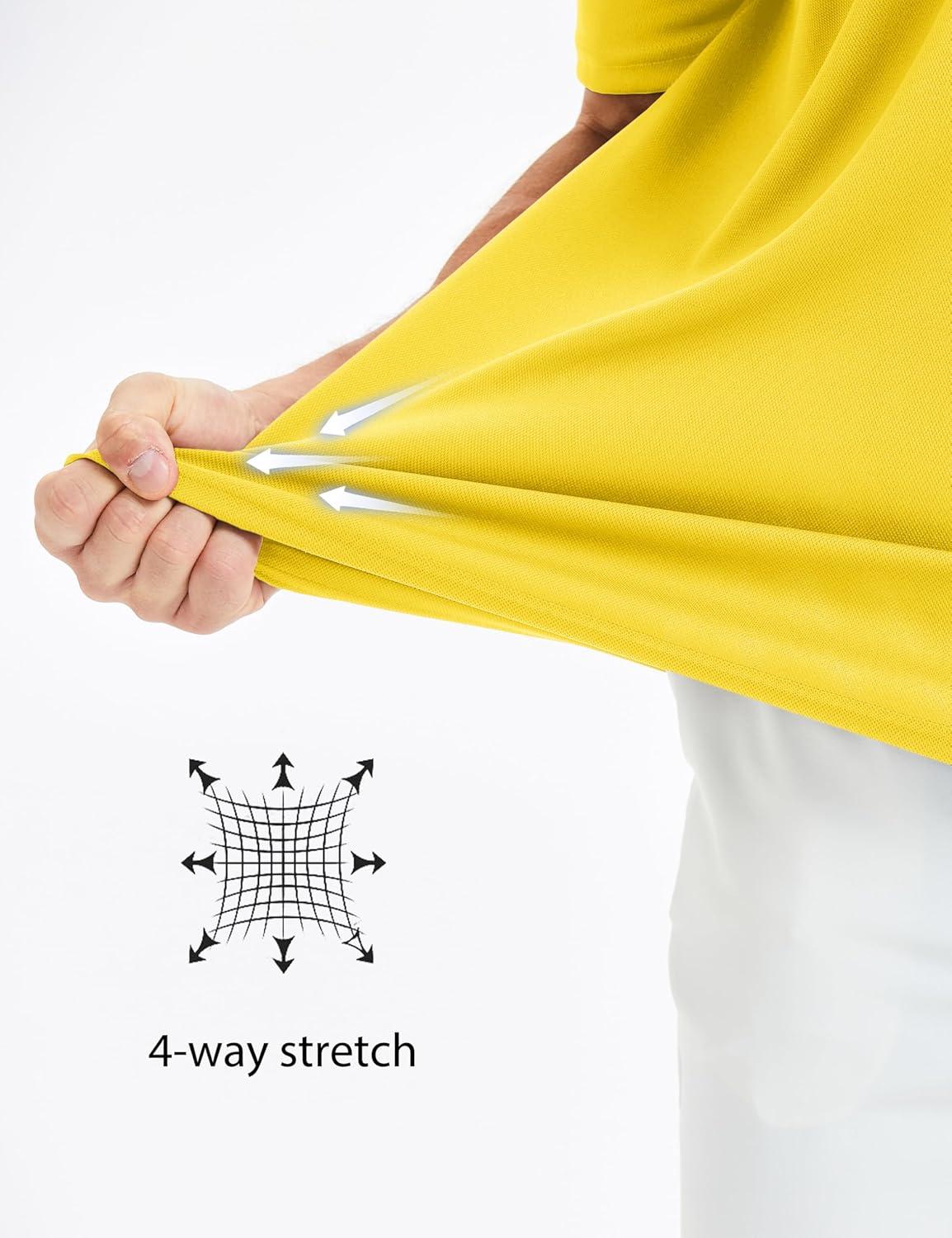 imageMAGCOMSEN Mens Polo Shirts Short Sleeve Golf Quick Dry Collared Moisture Wicking Athletic Performance PolosYellow