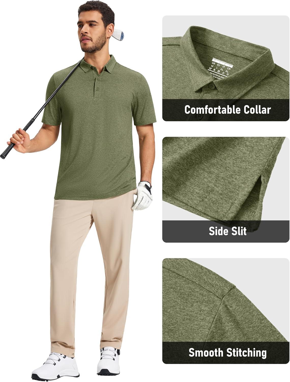 imageMAGCOMSEN Mens Polo Shirts Short Sleeve Moisture Wicking Lightweight Athletic Casual Collared Golf ShirtArmy Green