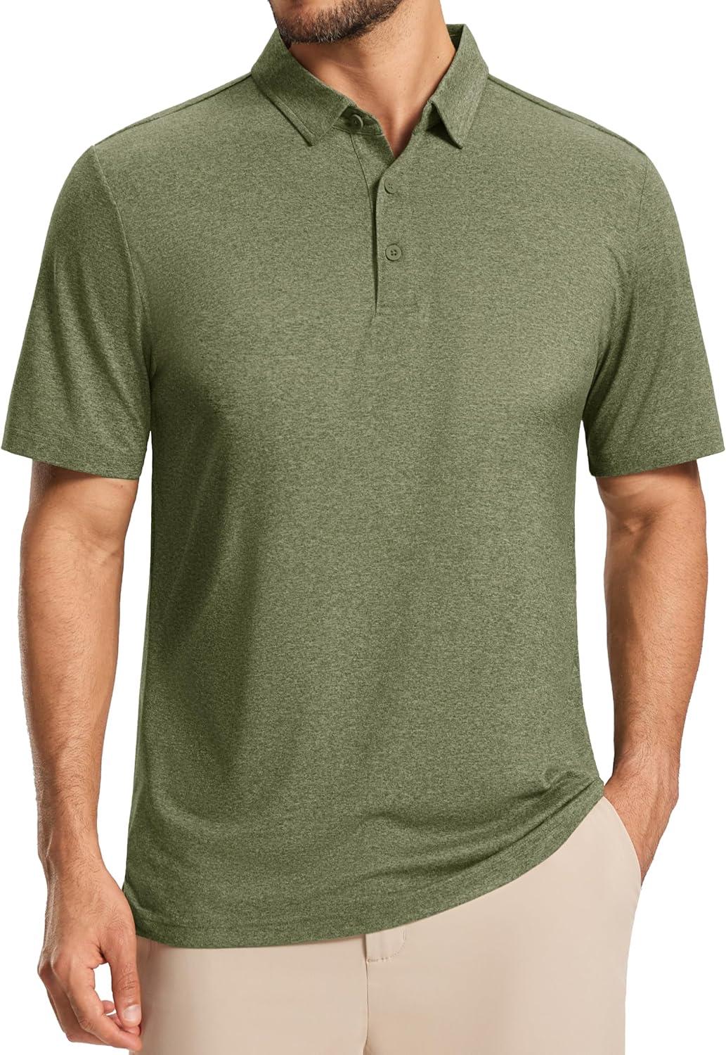 imageMAGCOMSEN Mens Polo Shirts Short Sleeve Moisture Wicking Lightweight Athletic Casual Collared Golf ShirtArmy Green