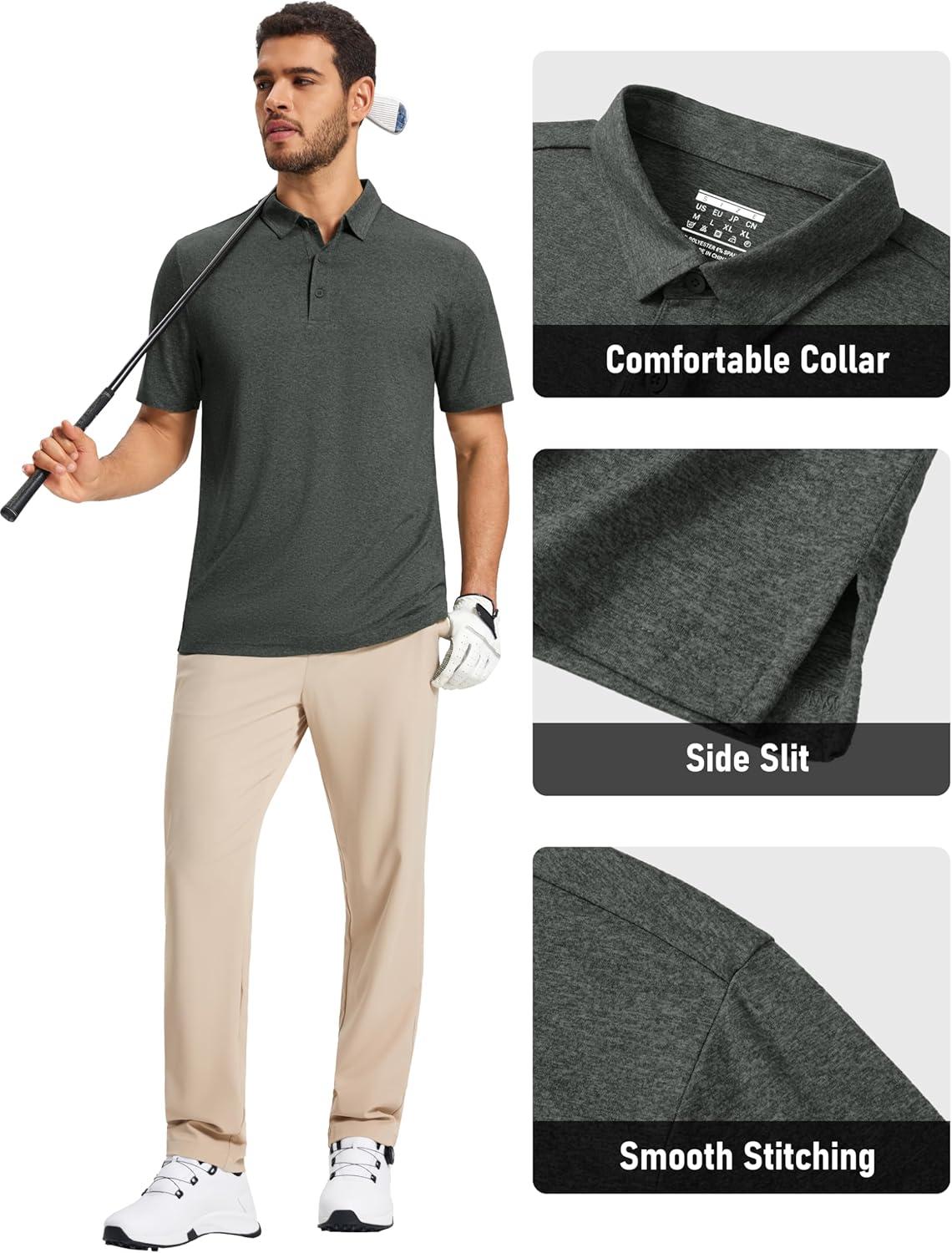 imageMAGCOMSEN Mens Polo Shirts Short Sleeve Moisture Wicking Lightweight Athletic Casual Collared Golf ShirtDark Grey