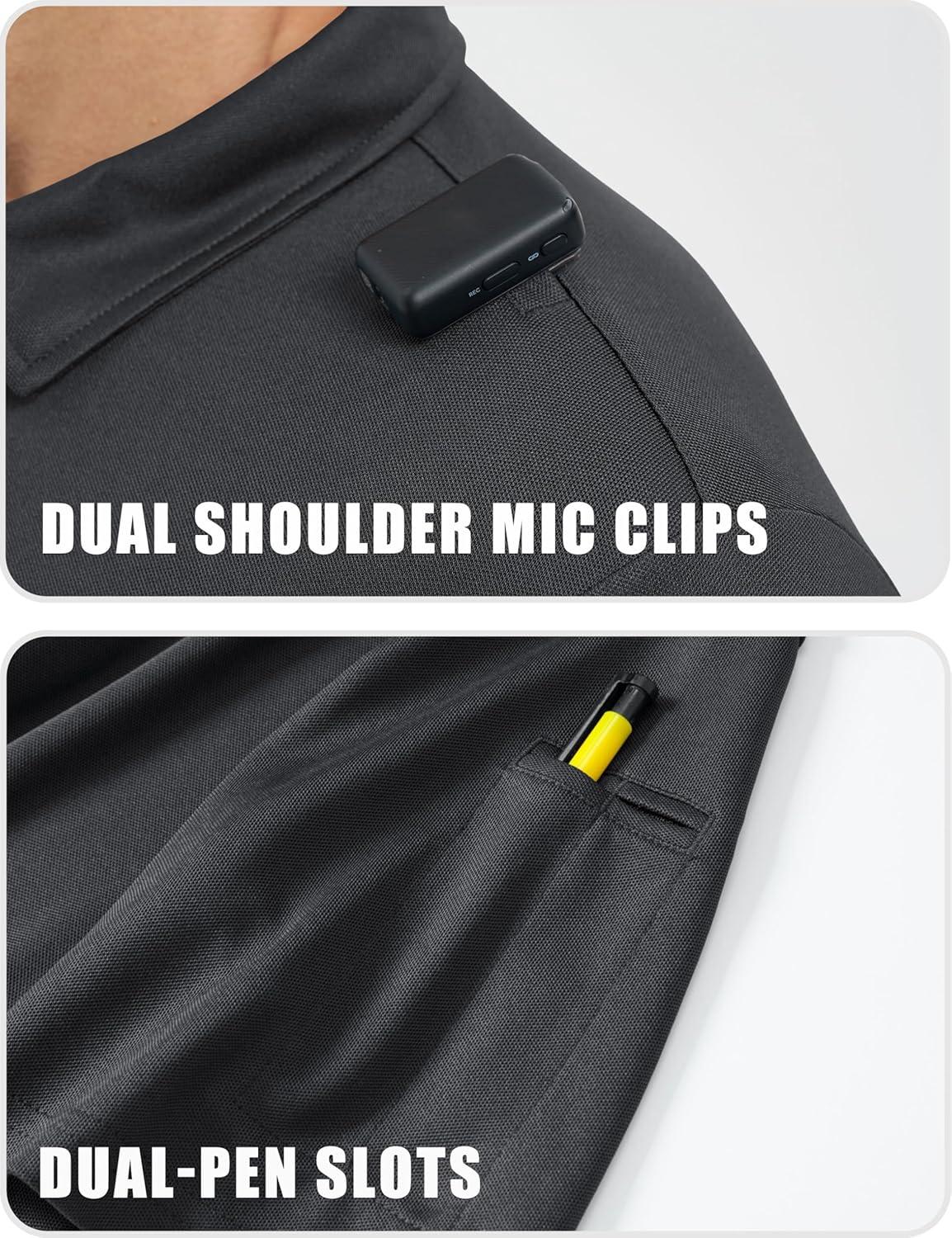 imageMAGCOMSEN Mens Polo Shirts Short Sleeve Quick Dry Performance Tactical Shirt UPF 50 Work Golf Polos Collared ShirtsDark Grey