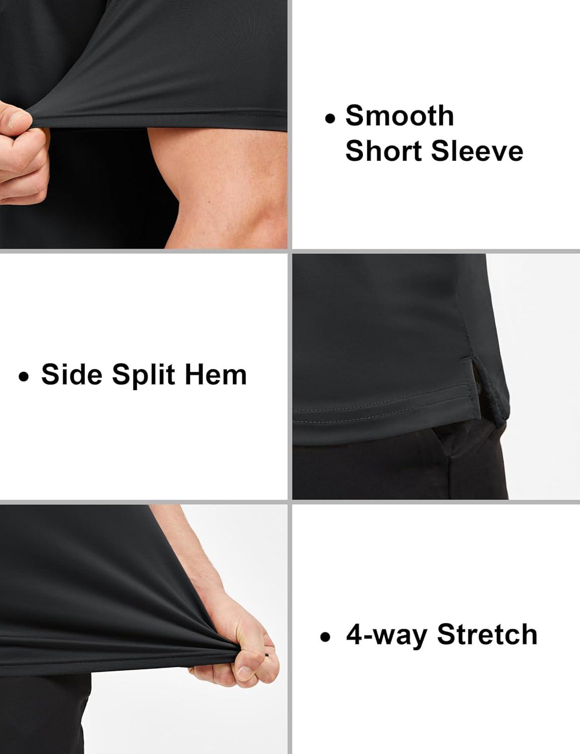 imageMAGCOMSEN Mens Polo Shirts Short Sleeve UPF 50 Dry Fit Performance Golf Shirts Casual Athletic Collared ShirtBlack