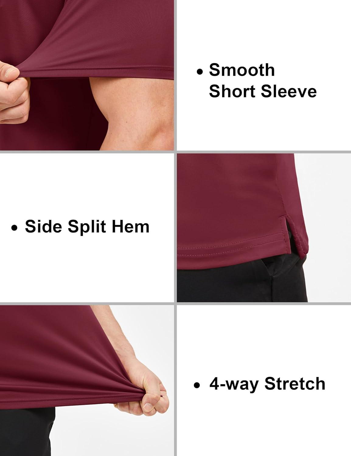 imageMAGCOMSEN Mens Polo Shirts Short Sleeve UPF 50 Dry Fit Performance Golf Shirts Casual Athletic Collared ShirtWine Red