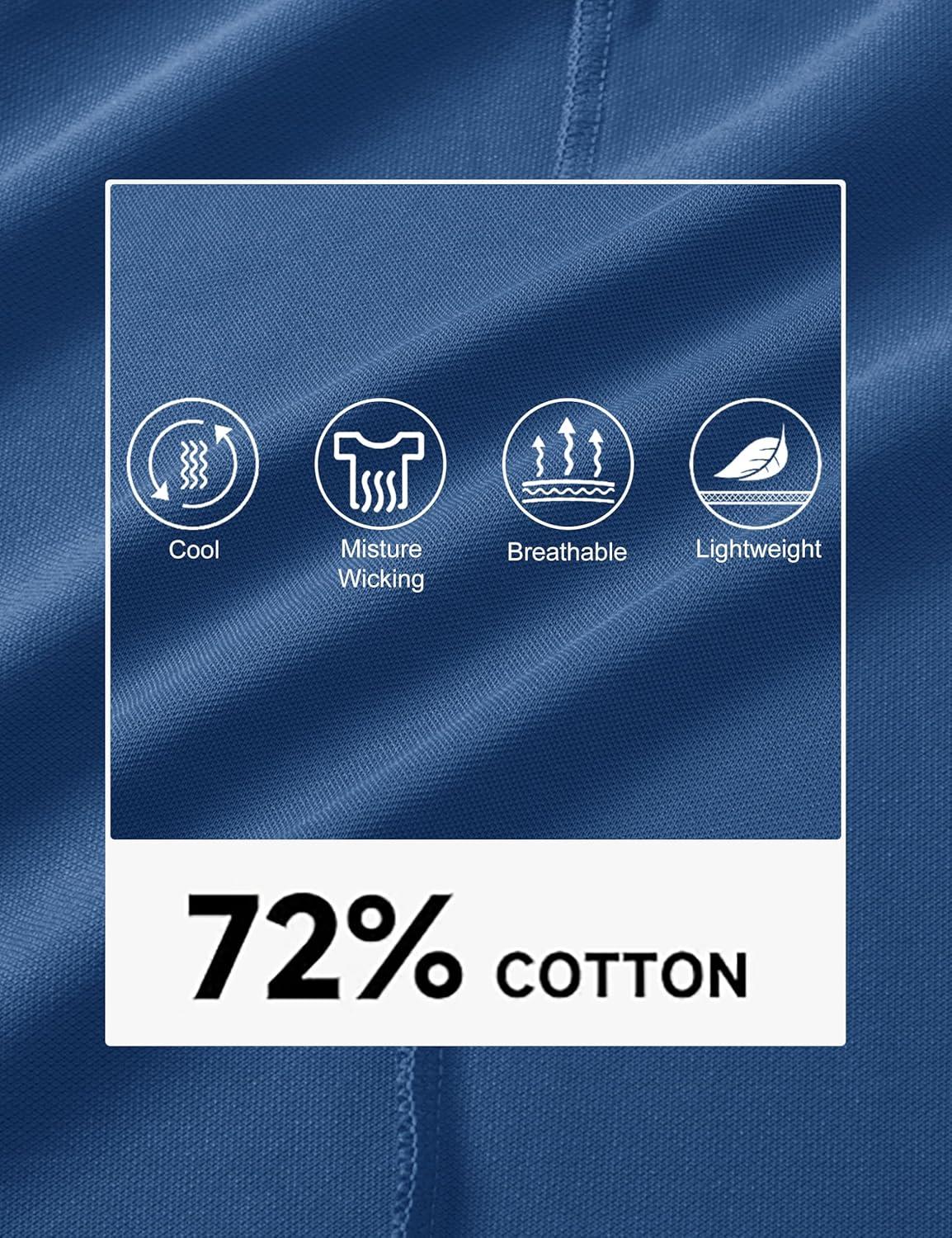 imageMAGCOMSEN Mens Polo Shirts with Pocket Cotton Pique Short Sleeve Collared Shirt Moisture Wicking Golf Shirts 3Button ShirtsGrey Blue