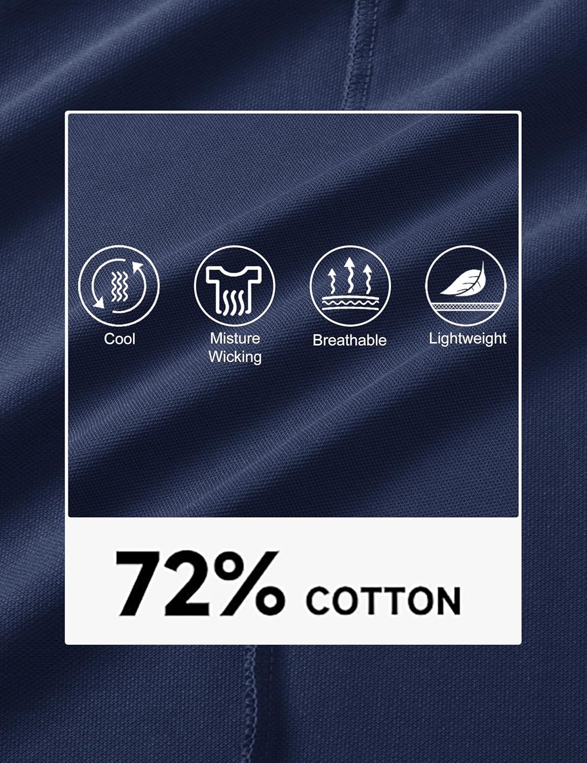 imageMAGCOMSEN Mens Polo Shirts with Pocket Cotton Pique Short Sleeve Collared Shirt Moisture Wicking Golf Shirts 3Button ShirtsNavy