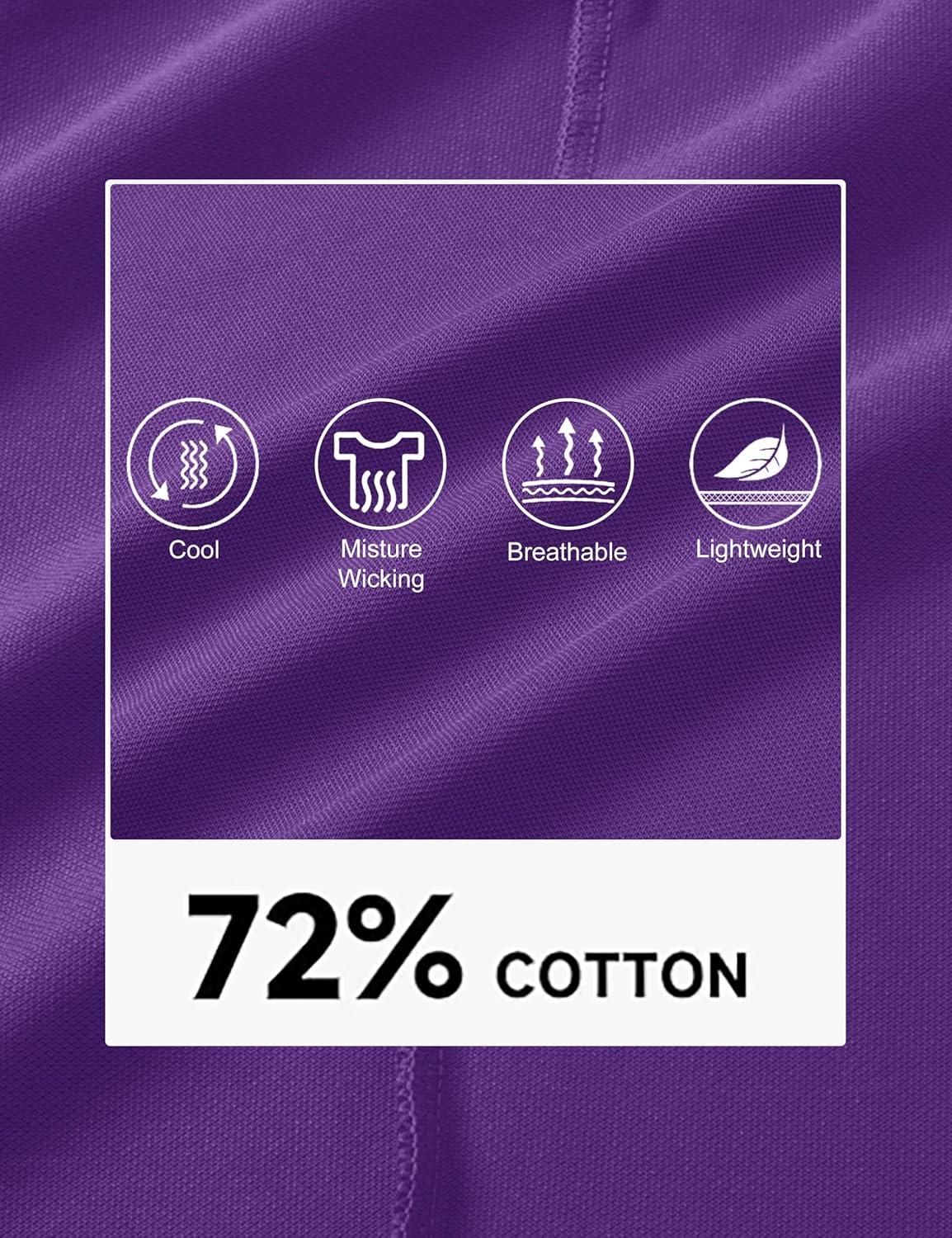 imageMAGCOMSEN Mens Polo Shirts with Pocket Cotton Pique Short Sleeve Collared Shirt Moisture Wicking Golf Shirts 3Button ShirtsPurple