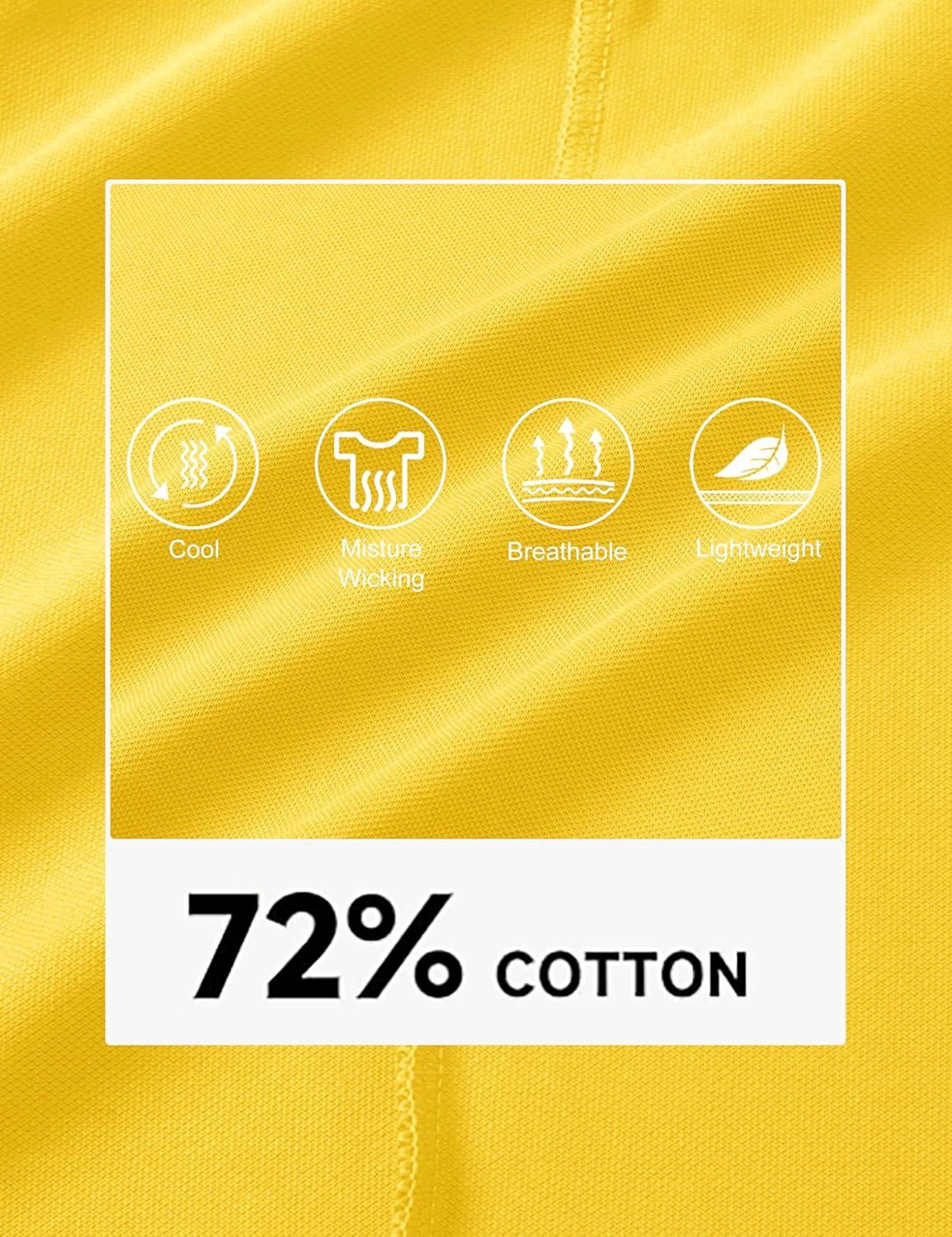 imageMAGCOMSEN Mens Polo Shirts with Pocket Cotton Pique Short Sleeve Collared Shirt Moisture Wicking Golf Shirts 3Button ShirtsYellow