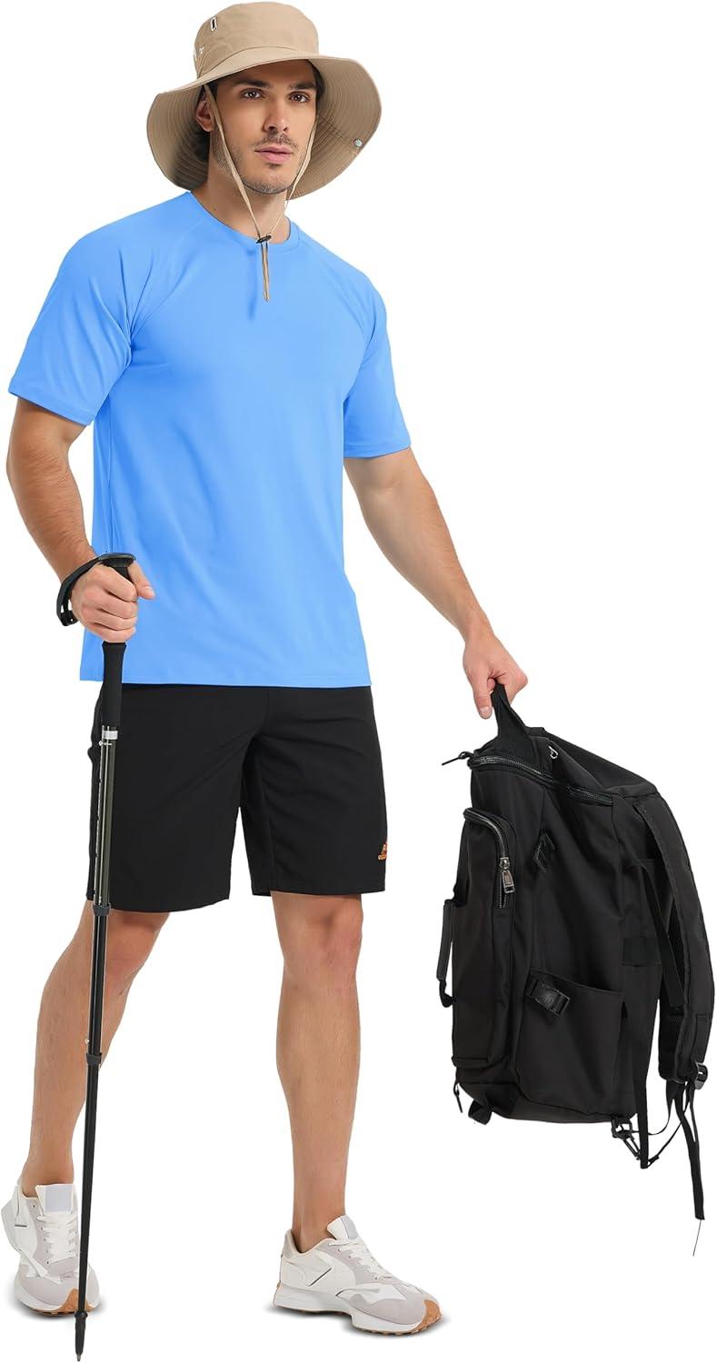 imageMAGCOMSEN Mens Short Sleeve UPF 50 TShirt Quick Dry Rash Guard Athletic Running Swim Top Tee Performance Water ShirtsBlue