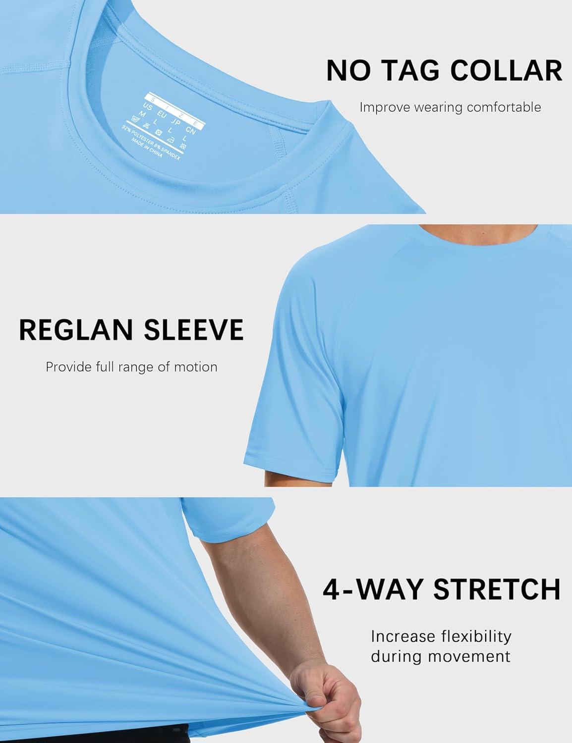 imageMAGCOMSEN Mens Short Sleeve UPF 50 TShirt Quick Dry Rash Guard Athletic Running Swim Top Tee Performance Water ShirtsBlue