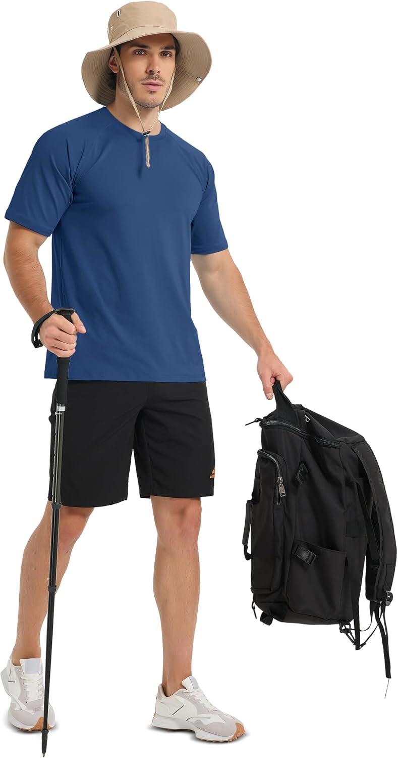 imageMAGCOMSEN Mens Short Sleeve UPF 50 TShirt Quick Dry Rash Guard Athletic Running Swim Top Tee Performance Water ShirtsBlue Gray