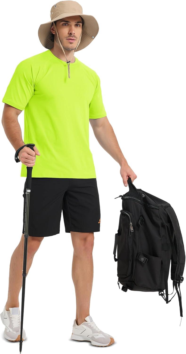 imageMAGCOMSEN Mens Short Sleeve UPF 50 TShirt Quick Dry Rash Guard Athletic Running Swim Top Tee Performance Water ShirtsFl Green