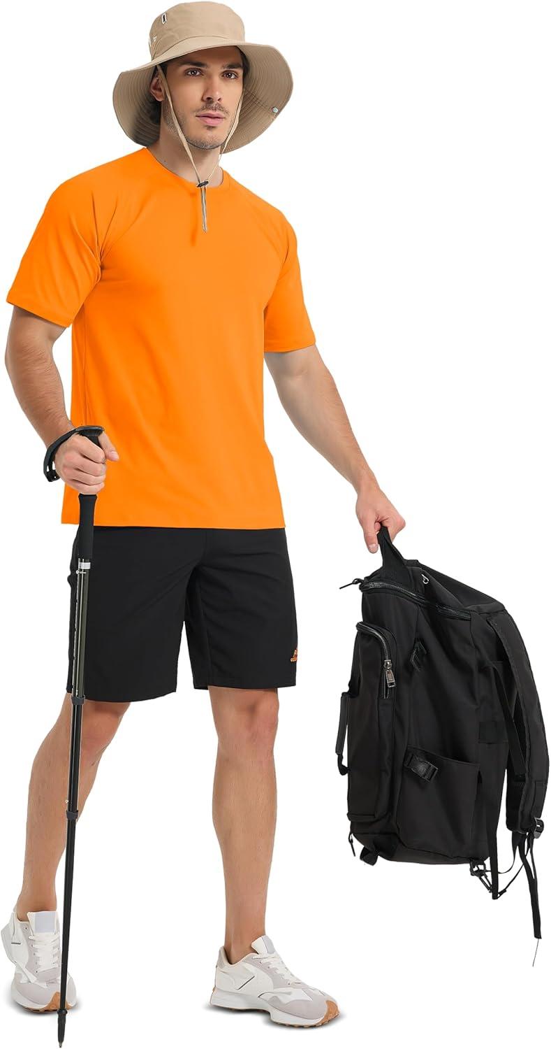 imageMAGCOMSEN Mens Short Sleeve UPF 50 TShirt Quick Dry Rash Guard Athletic Running Swim Top Tee Performance Water ShirtsFl Orange