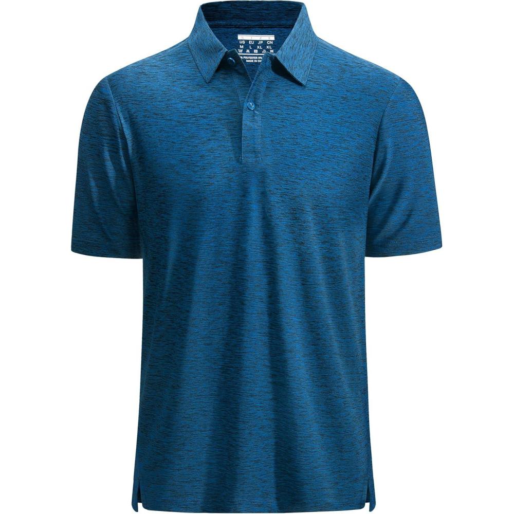 imageMAGCOMSEN Mens Polo Shirts Dry Fit Golf Shirts Moisture Wicking Athletic Workout Golf Polo Tees Casual Collared ShirtBlue