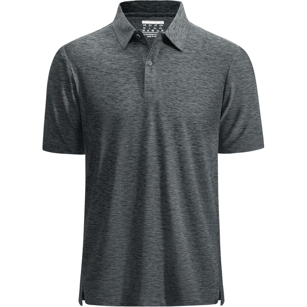 imageMAGCOMSEN Mens Polo Shirts Dry Fit Golf Shirts Moisture Wicking Athletic Workout Golf Polo Tees Casual Collared ShirtDark Grey