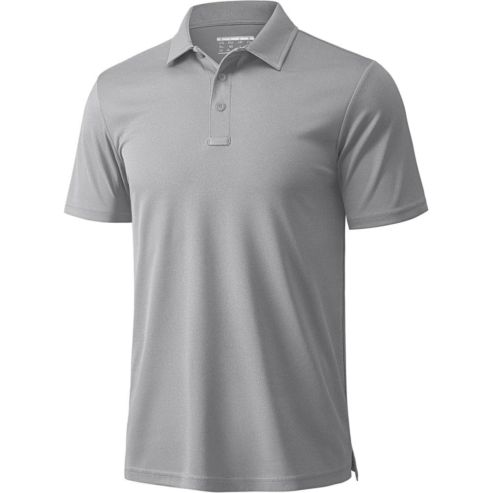 imageMAGCOMSEN Mens Polo Shirts Short Sleeve Golf Quick Dry Collared Moisture Wicking Athletic Performance PolosLight Grey