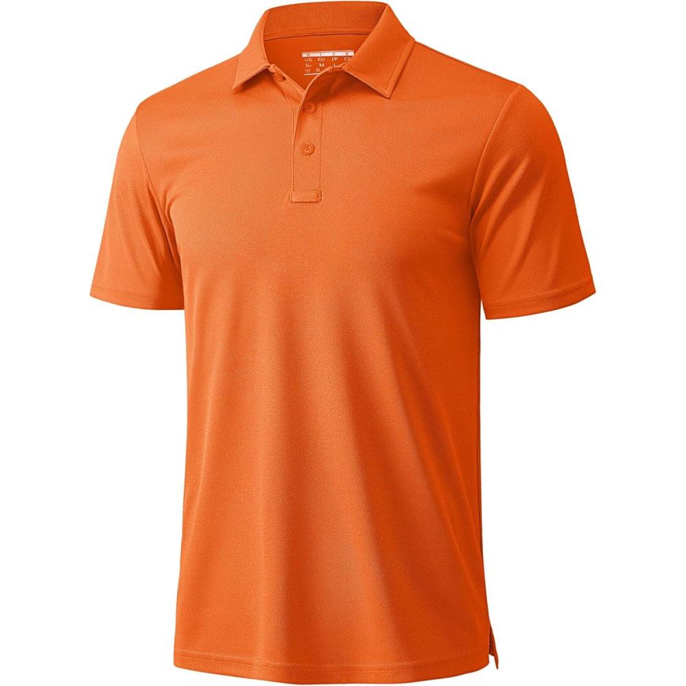 imageMAGCOMSEN Mens Polo Shirts Short Sleeve Golf Quick Dry Collared Moisture Wicking Athletic Performance PolosOrange