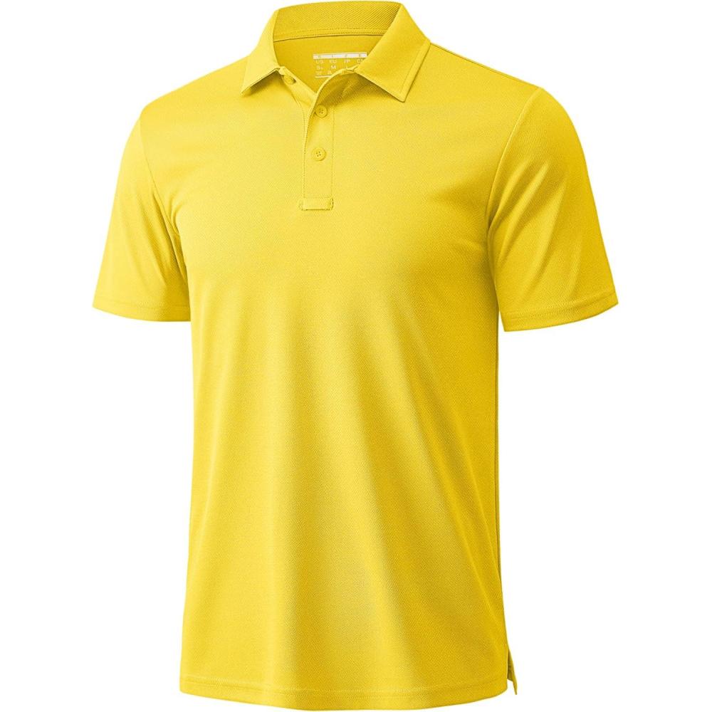 imageMAGCOMSEN Mens Polo Shirts Short Sleeve Golf Quick Dry Collared Moisture Wicking Athletic Performance PolosYellow