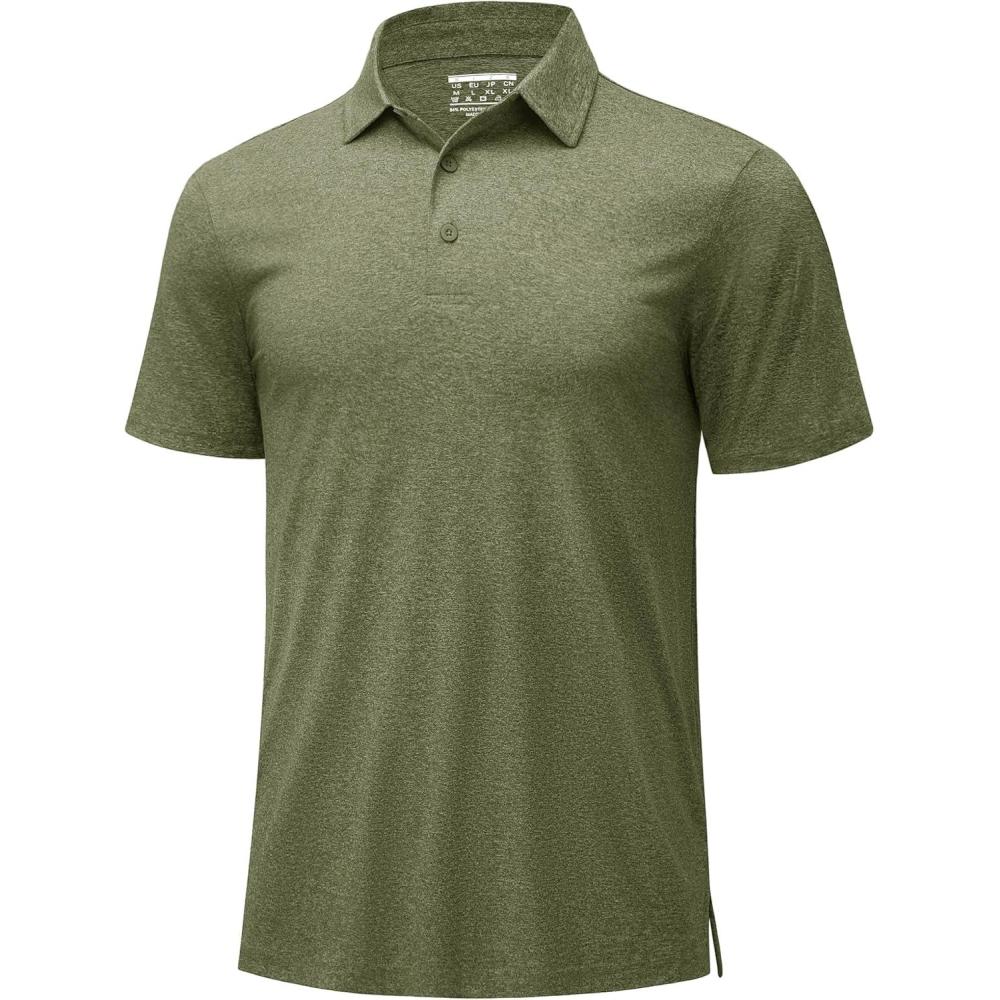 imageMAGCOMSEN Mens Polo Shirts Short Sleeve Moisture Wicking Lightweight Athletic Casual Collared Golf ShirtArmy Green