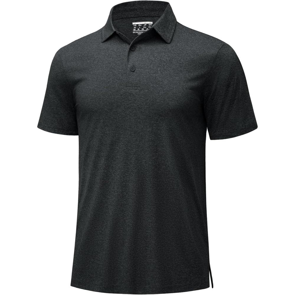 imageMAGCOMSEN Mens Polo Shirts Short Sleeve Moisture Wicking Lightweight Athletic Casual Collared Golf ShirtBlack