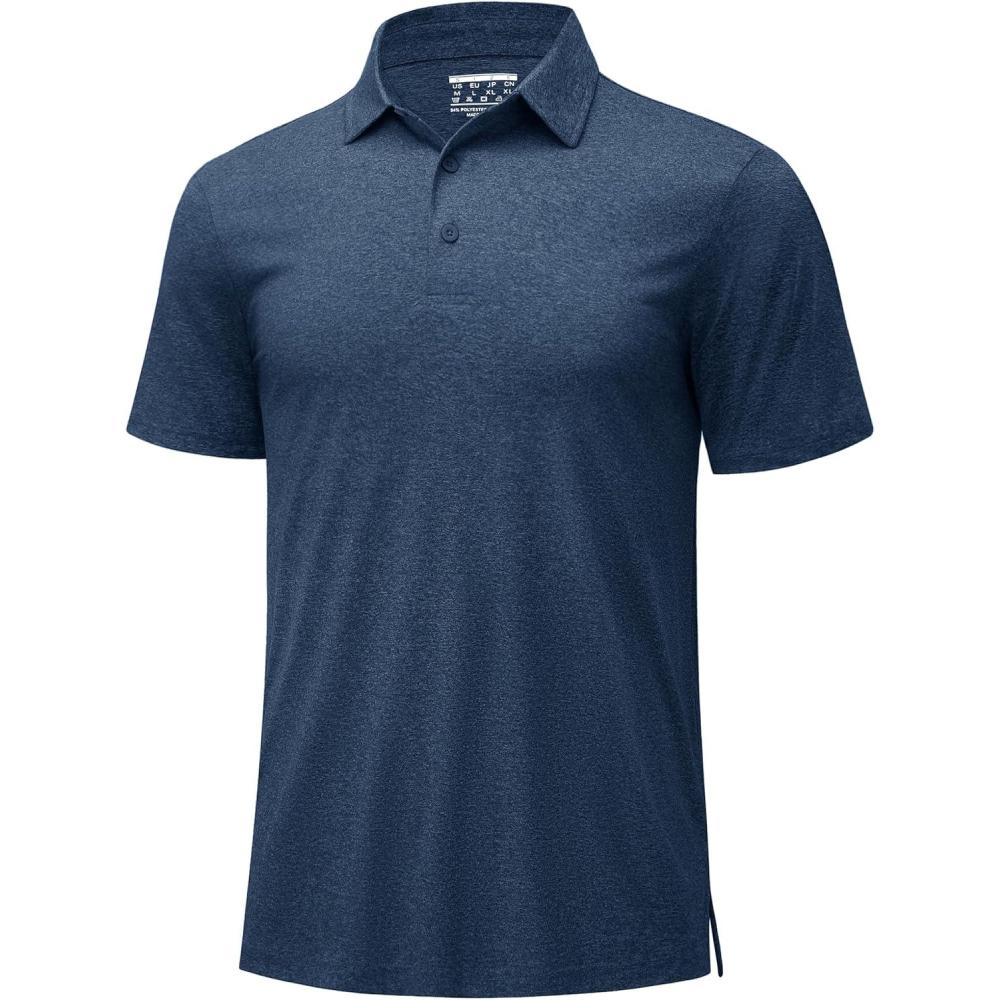 imageMAGCOMSEN Mens Polo Shirts Short Sleeve Moisture Wicking Lightweight Athletic Casual Collared Golf ShirtDark Blue
