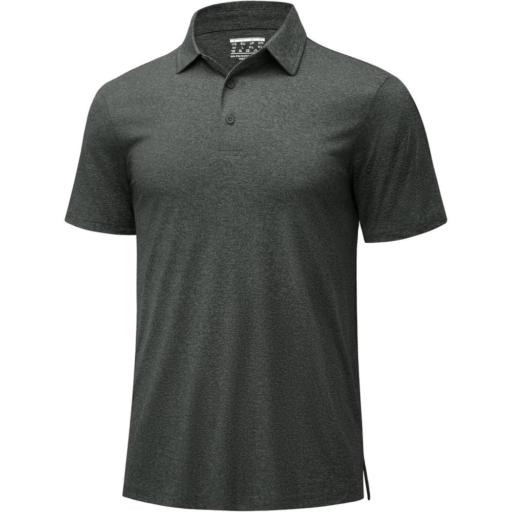 imageMAGCOMSEN Mens Polo Shirts Short Sleeve Moisture Wicking Lightweight Athletic Casual Collared Golf ShirtDark Grey
