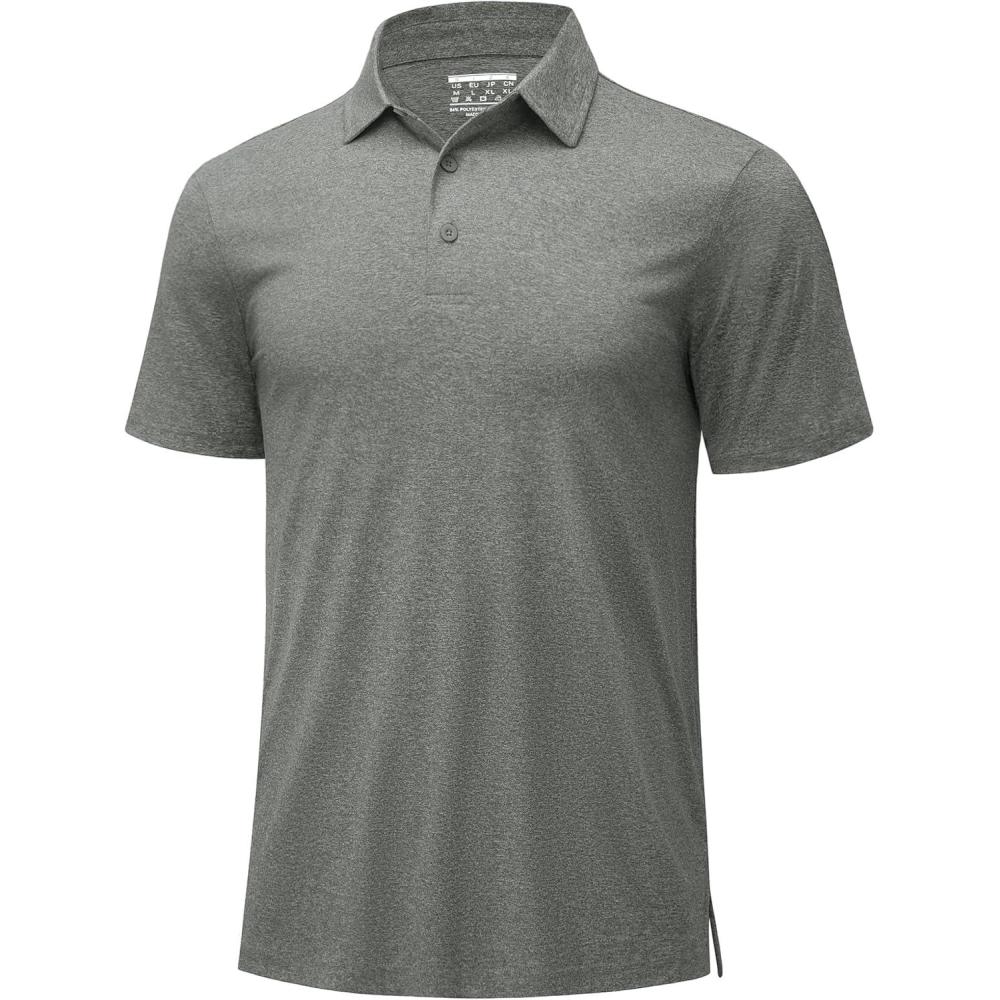 imageMAGCOMSEN Mens Polo Shirts Short Sleeve Moisture Wicking Lightweight Athletic Casual Collared Golf ShirtGrey