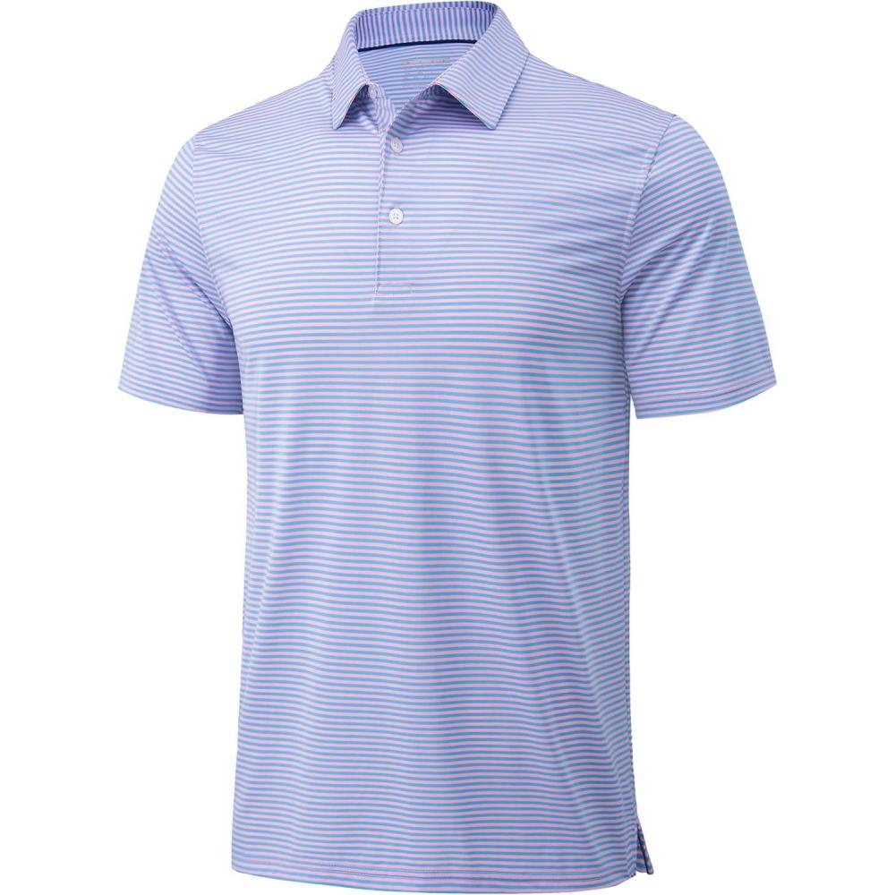 imageMAGCOMSEN Mens Polo Shirts Short Sleeve Striped Golf Polos Dry Fit Casual Performance Collared ShirtStripe Pink