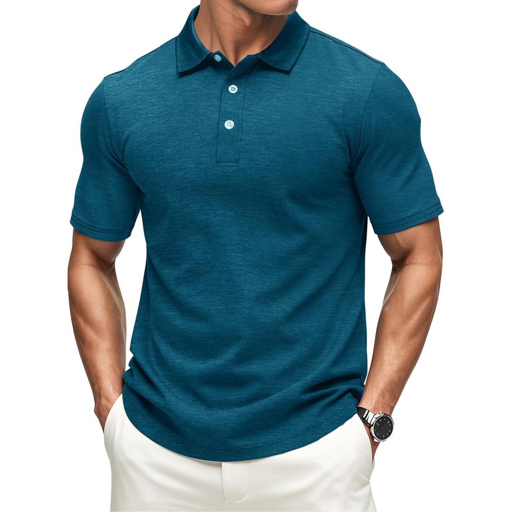 imageMAGCOMSEN Mens Short Sleeve UPF 50 TShirt Quick Dry Rash Guard Athletic Running Swim Top Tee Performance Water ShirtsPeacock Blue