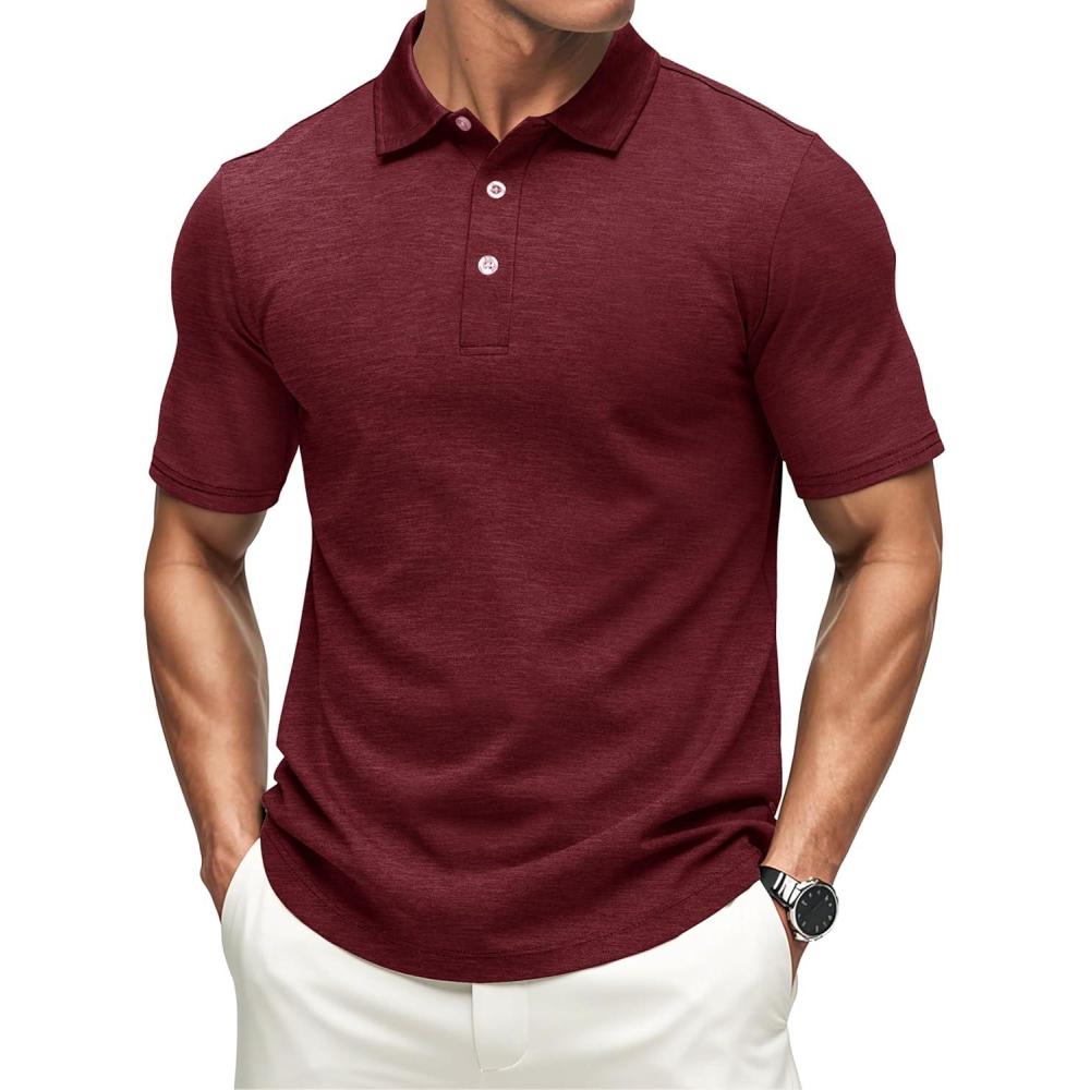 imageMAGCOMSEN Mens Short Sleeve UPF 50 TShirt Quick Dry Rash Guard Athletic Running Swim Top Tee Performance Water ShirtsWine Red