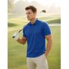 imageMAGCOMSEN 3 Pack Mens Polo Shirts Short Sleeve Athletic Performance Collared Shirt Moisture Wicking Casual Golf PolosBlackDark GrayColor Blue