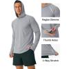 imageMAGCOMSEN Mens Hooded UPF 50 Sun Protection T Shirts Long Sleeve Athletic Fishing Shirts Rash GuardsLight Grey