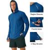 imageMAGCOMSEN Mens Hooded UPF 50 Sun Protection T Shirts Long Sleeve Athletic Fishing Shirts Rash GuardsMiddle Blue