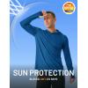 imageMAGCOMSEN Mens Hooded UPF 50 Sun Protection T Shirts Long Sleeve Athletic Fishing Shirts Rash GuardsMiddle Blue