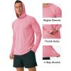 imageMAGCOMSEN Mens Hooded UPF 50 Sun Protection T Shirts Long Sleeve Athletic Fishing Shirts Rash GuardsPink