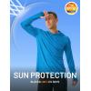 imageMAGCOMSEN Mens Hooded UPF 50 Sun Protection T Shirts Long Sleeve Athletic Fishing Shirts Rash GuardsSea Blue
