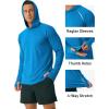 imageMAGCOMSEN Mens Hooded UPF 50 Sun Protection T Shirts Long Sleeve Athletic Fishing Shirts Rash GuardsSea Blue