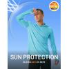 imageMAGCOMSEN Mens Hooded UPF 50 Sun Protection T Shirts Long Sleeve Athletic Fishing Shirts Rash GuardsWater Blue