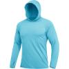 imageMAGCOMSEN Mens Hooded UPF 50 Sun Protection T Shirts Long Sleeve Athletic Fishing Shirts Rash GuardsWater Blue