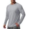 imageMAGCOMSEN Mens Long Sleeve Shirts UPF 50 UV Sun Protection Athletic Shirts for Hiking Running Workout Rash GuardLight Grey