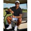 imageMAGCOMSEN Mens Polo Shirts Short Sleeve Cotton Pique Golf Shirts with Pocket Casual Performance Moisture Wicking Polos Black L