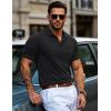 imageMAGCOMSEN Mens Polo Shirts Short Sleeve Cotton Pique Golf Shirts with Pocket Casual Performance Moisture Wicking Polos Black L