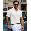 imageMAGCOMSEN Mens Polo Shirts Short Sleeve Cotton Pique Golf Shirts with Pocket Casual Performance Moisture Wicking Polos White XL
