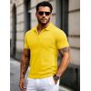 imageMAGCOMSEN Mens Polo Shirts Short Sleeve Cotton Pique Golf Shirts with Pocket Casual Performance Moisture Wicking Polos Yellow XL